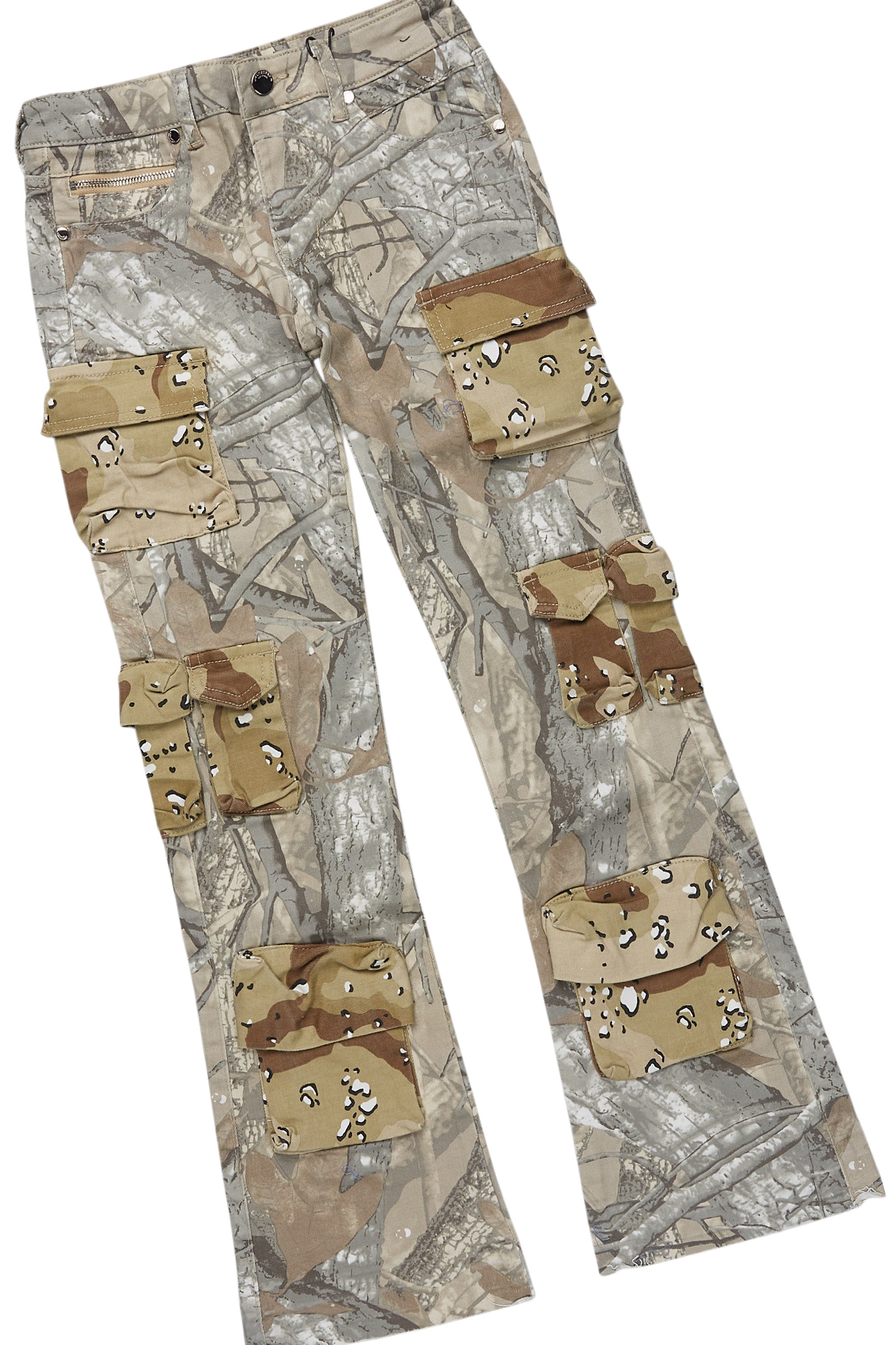 Boys Kip Vintage Sand/Pink T-Shirt/Stacked Flare Jean Set