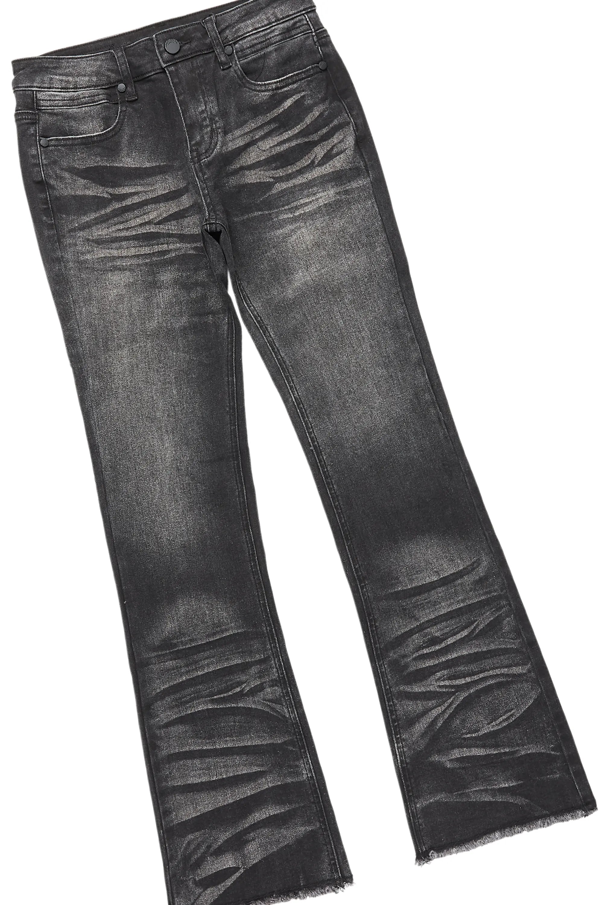 Boys Fields Grey/Black Hoodie/Stacked Flare Jean Set