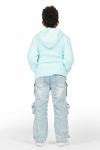 Boys Fields Blue Mohair Hoodie/Baggy Cargo Jean Set