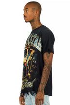 Waller Black Distressed Oversized Graphic T-Shirt