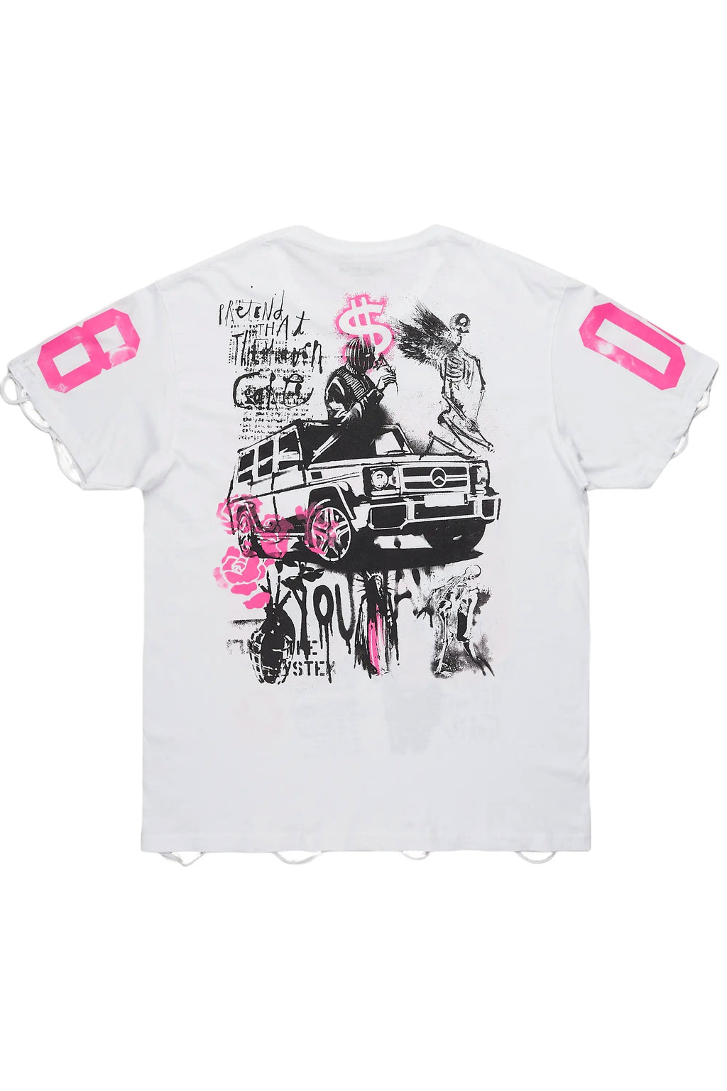 Grill White/Pink Graphic Oversized T-Shirt