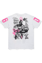 Grill White/Pink Graphic Oversized T-Shirt