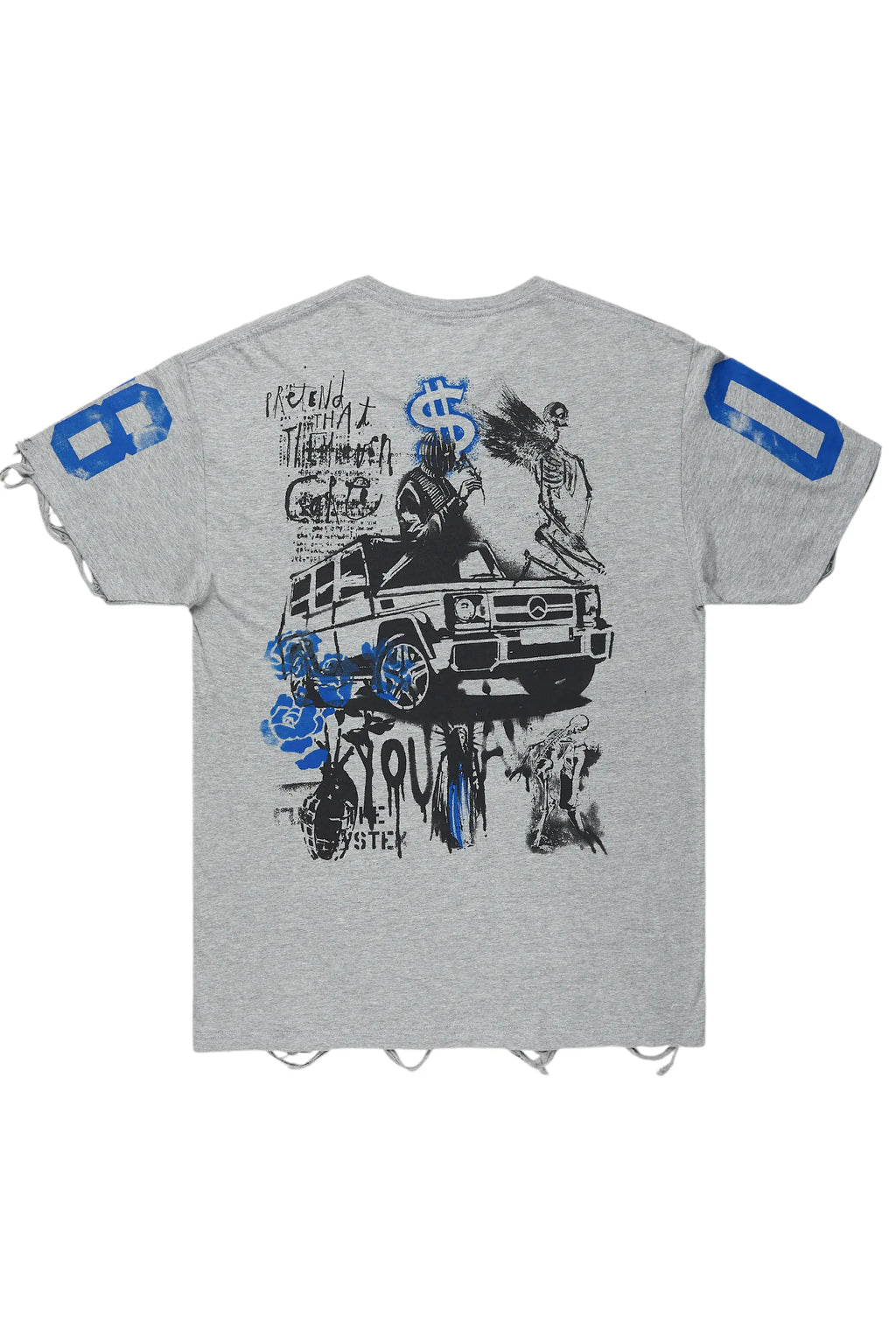 Grill Heather Grey Graphic Oversized T-Shirt