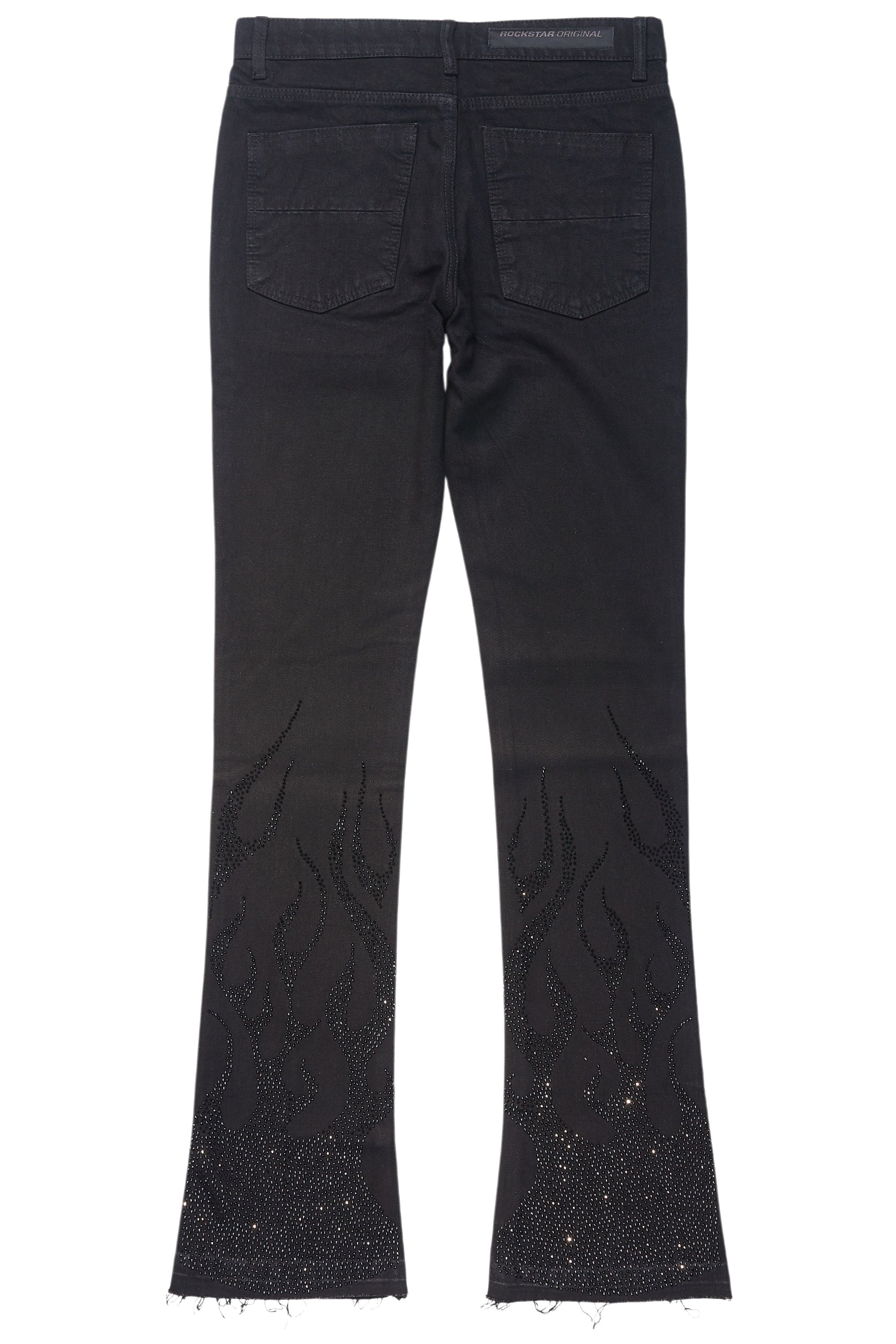 Machete Jet Black Rhinestone Stacked Flare Jean