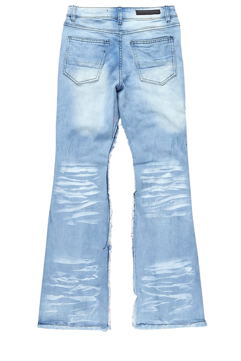 Boys Helki Blue/Pink Roller Paint Stacked Flare Jean