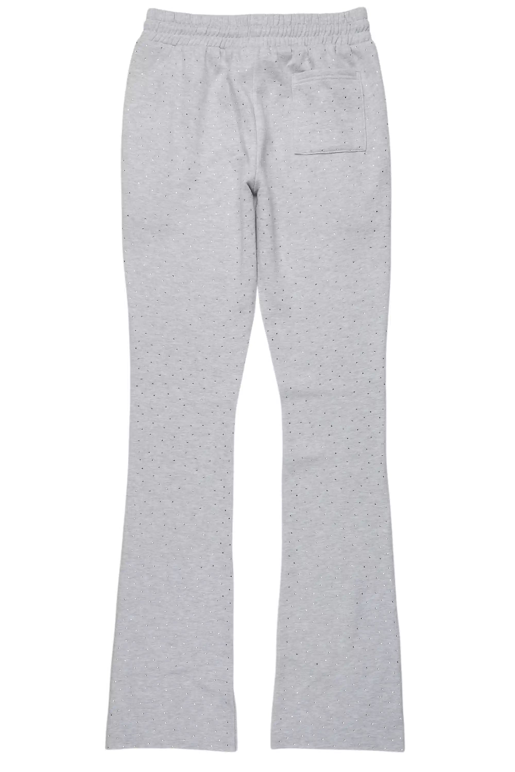Alpine Rhinestone Heather Grey Stacked Flare Pant