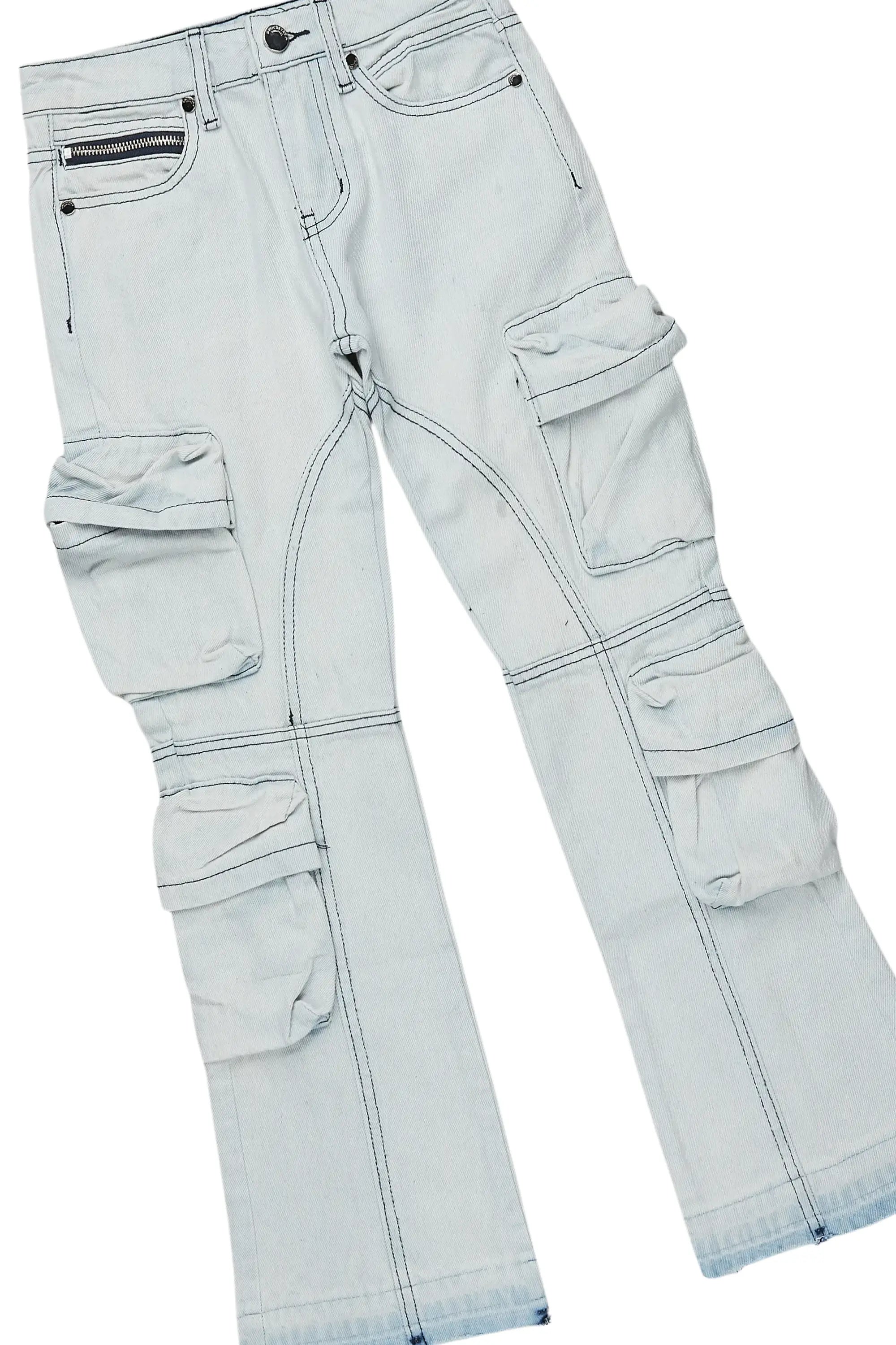 Girls Fillie Grey T-Shirt/Stacked Flare Jean Set