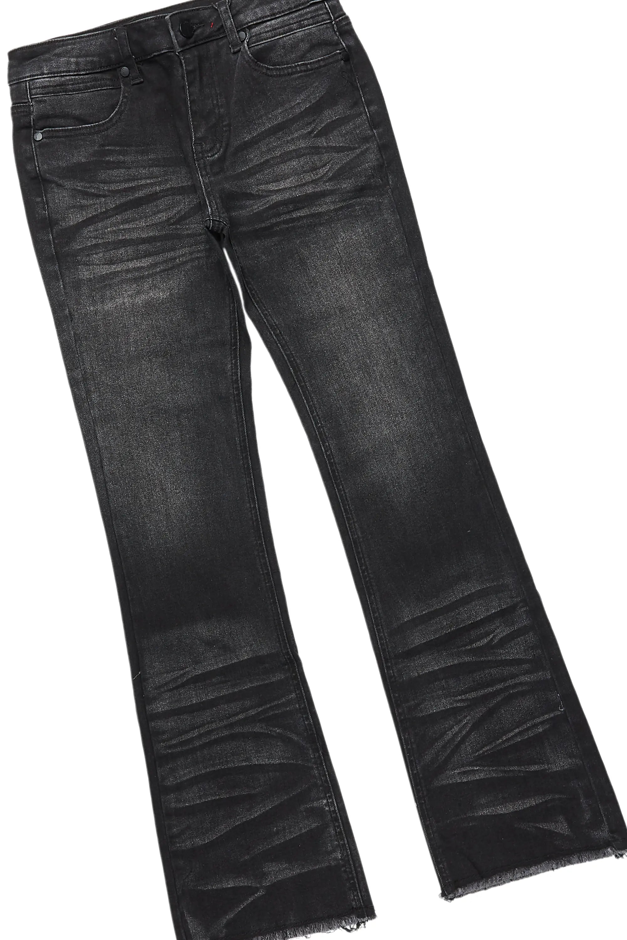 Boys Fields Black/Black Hoodie/Stacked Flare Jean Set