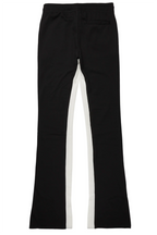 Uko Jet Black Stacked Baggy Track Pant