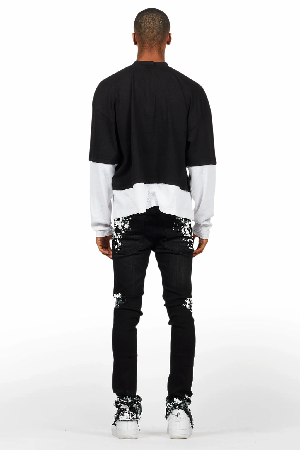 Kodak Black/White Painter Stacked Flare Jean