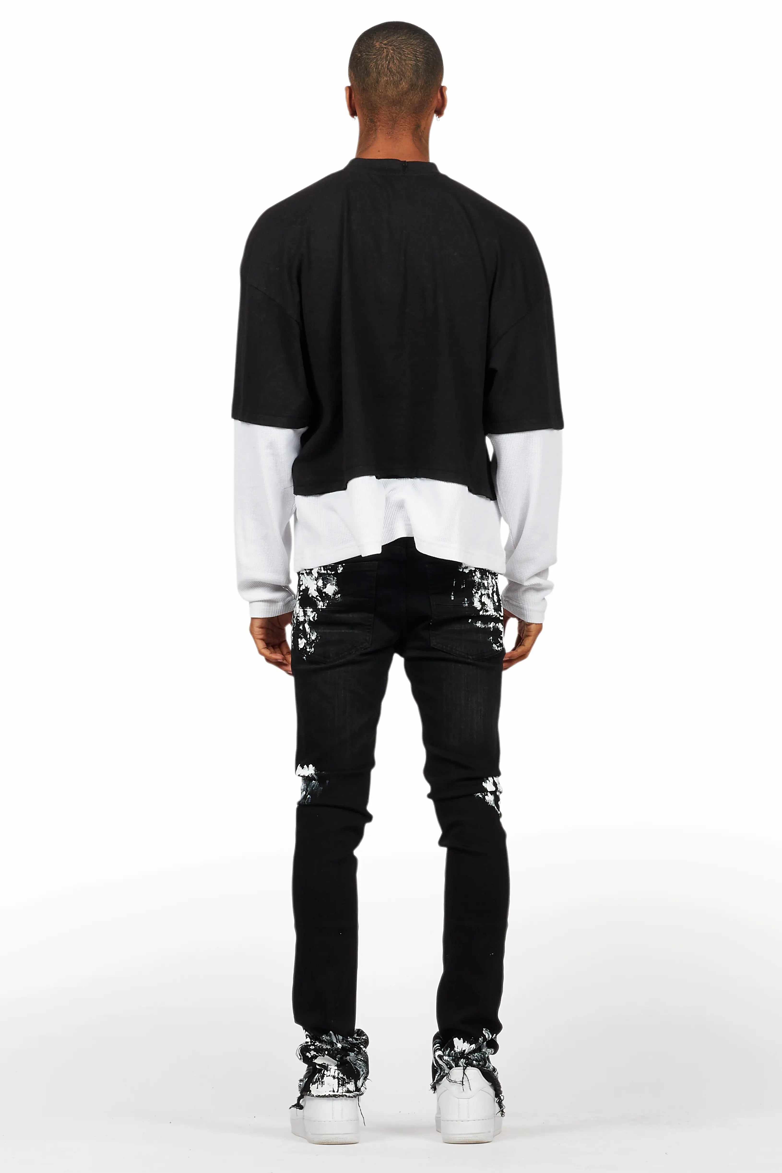 Kodak Black/White Painter Stacked Flare Jean