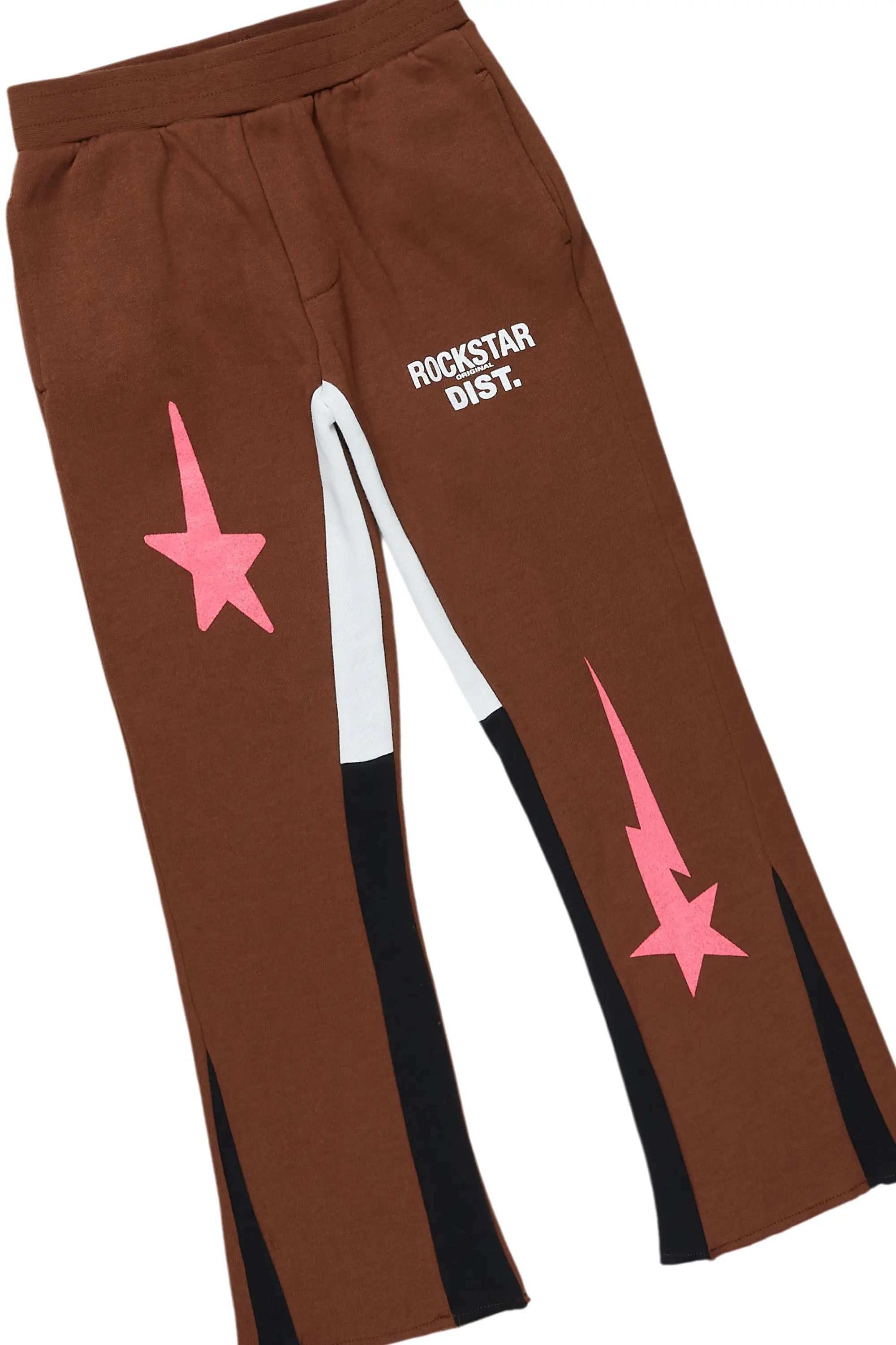 Girls Aria Brown Hoodie Stacked Flare Track Set