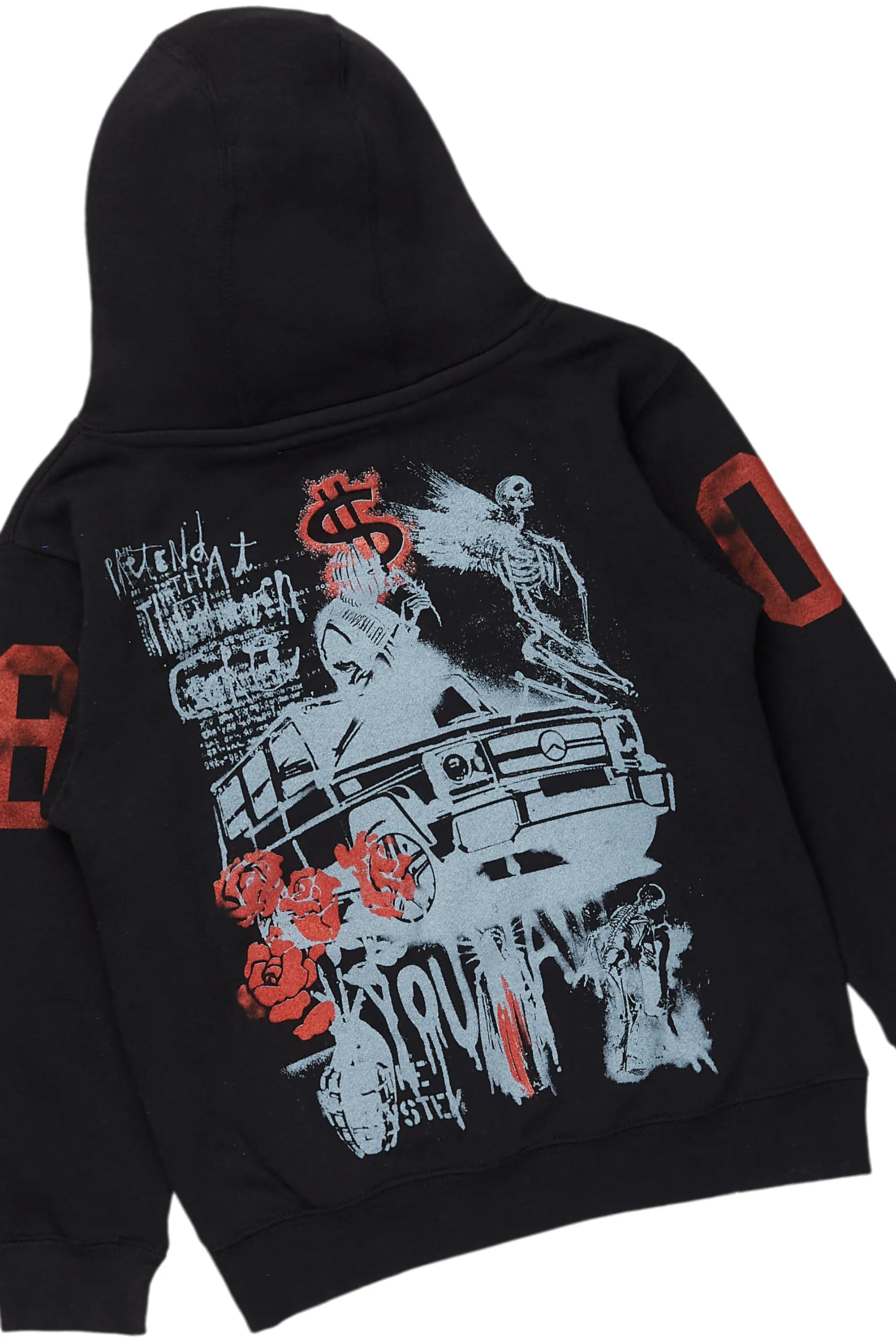 Boys Beni Black Hoodie/Stack Flare Jean Set