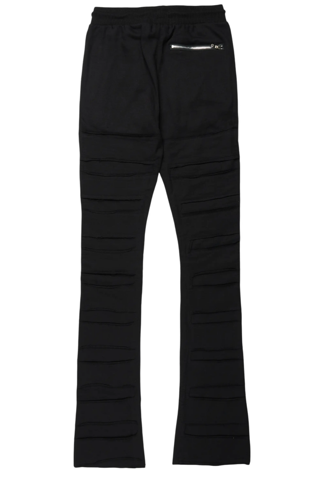Emilio Black Stacked Flare Track Pant