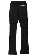 Emilio Black Stacked Flare Track Pant