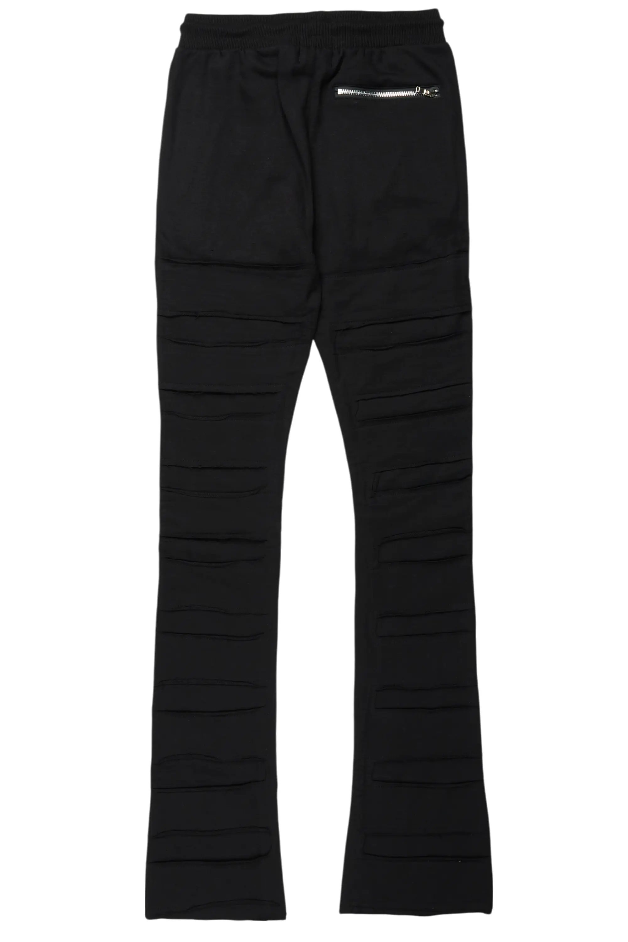 Emilio Black Stacked Flare Track Pant
