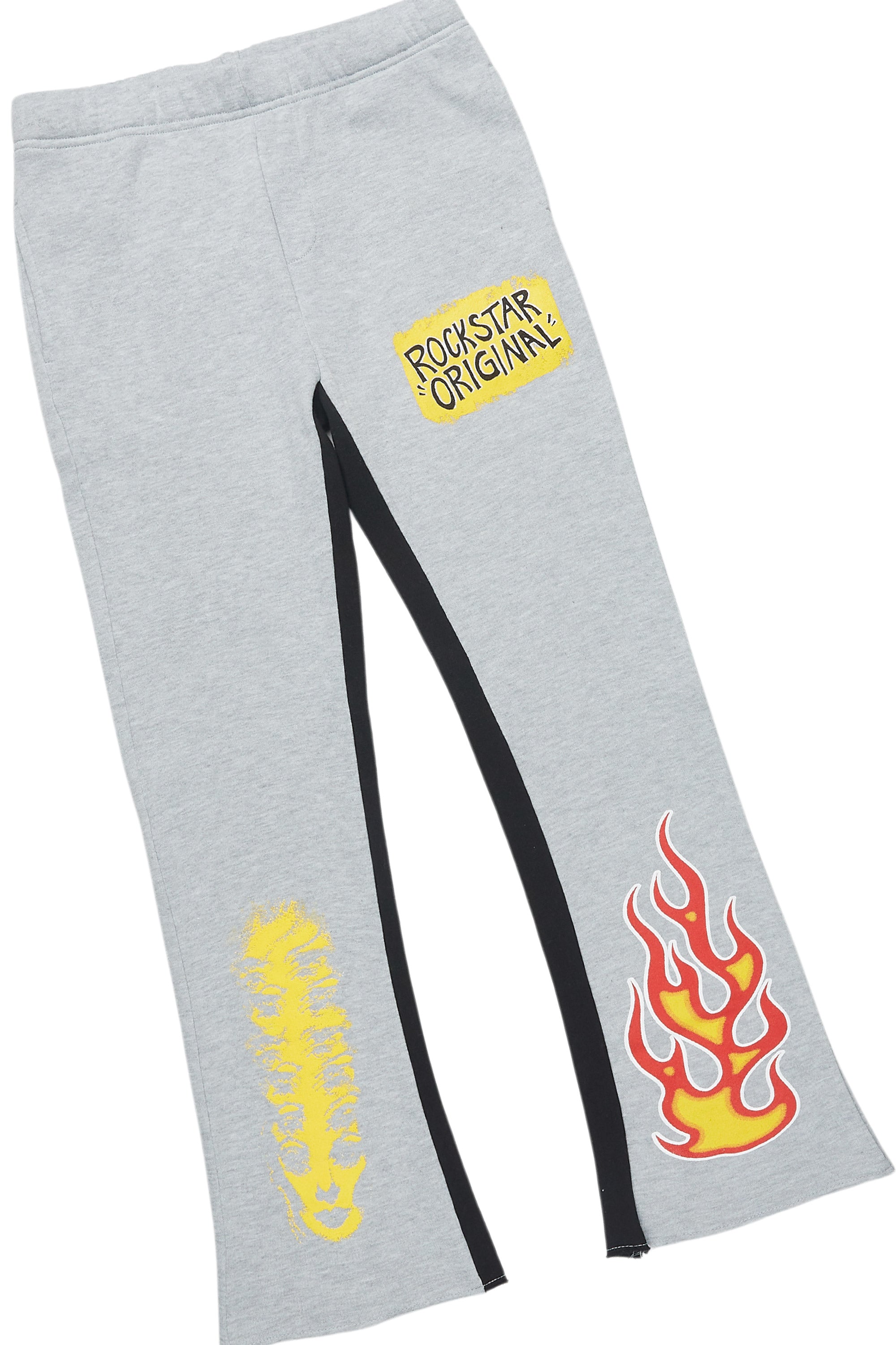 Boys Beno Black/Grey T-Shirt/Stacked Flare Pant Set