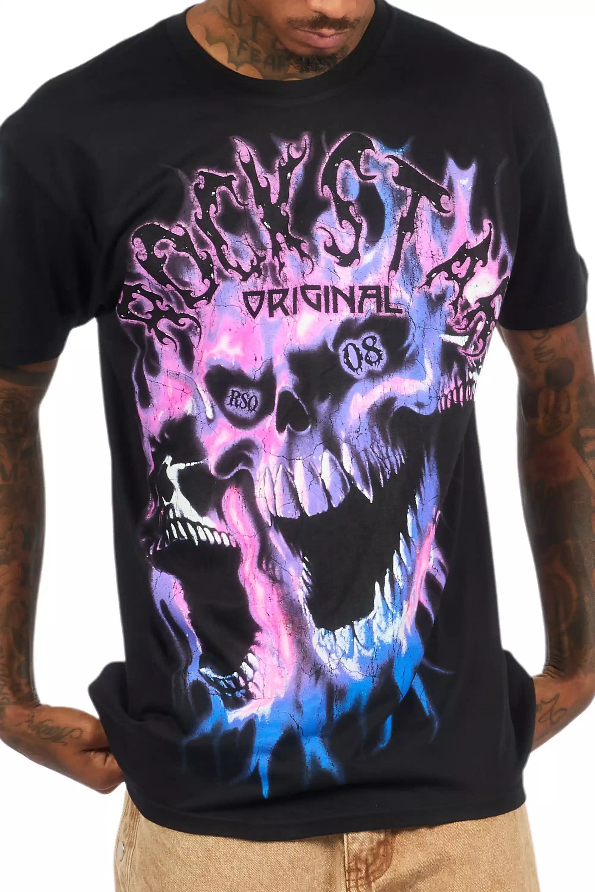 Lucen Black/Purple Oversized Graphic T-Shirt