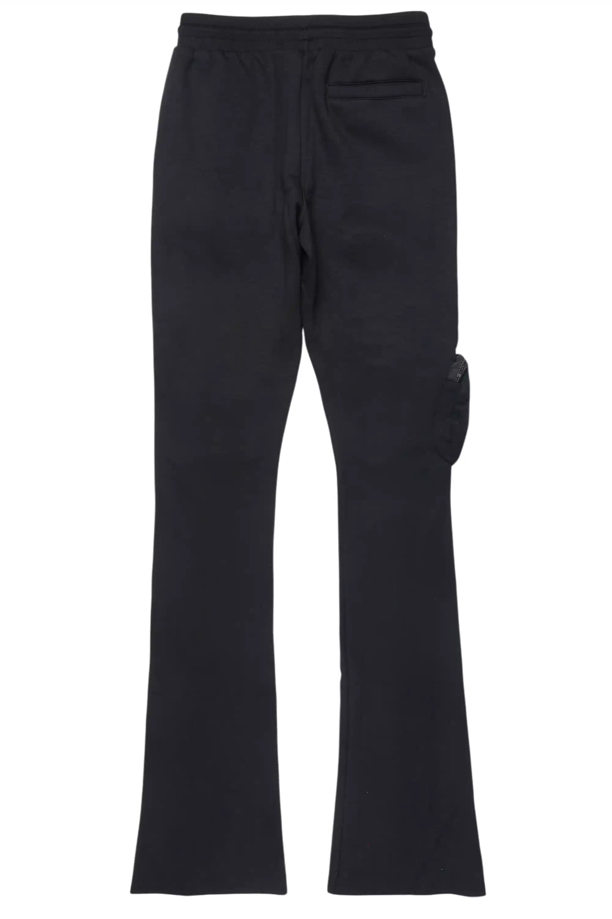 Noriko Black/Black Stacked Flare Track Pant