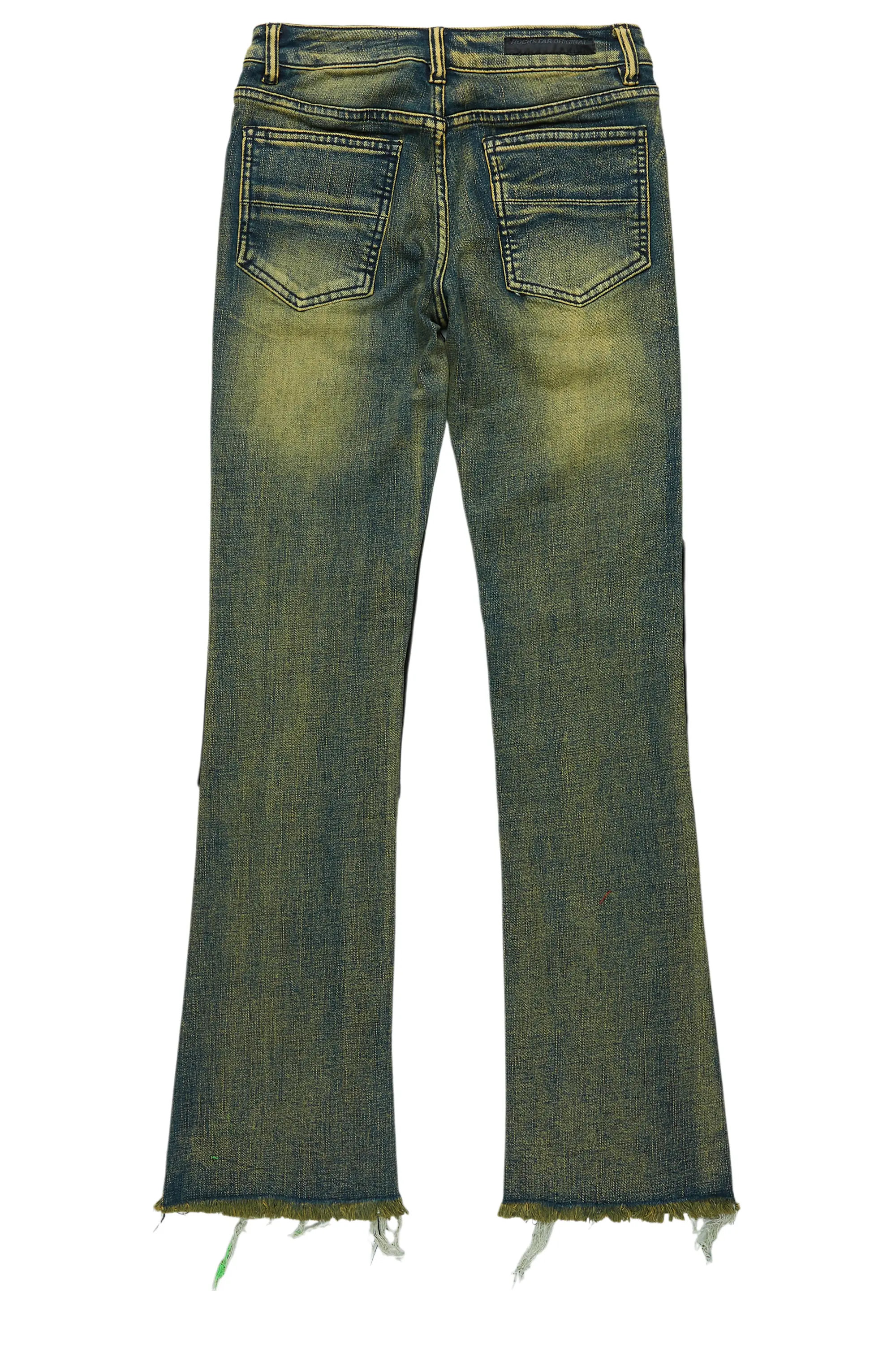 Boys Valko Blue/Green Roller Paint Stacked Flare Jean