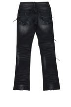 Girls Aalia Black Super Stacked Flare Jean