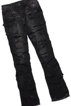 Boys Amos Jet Black Hoodie/Stacked Flare Jean Set