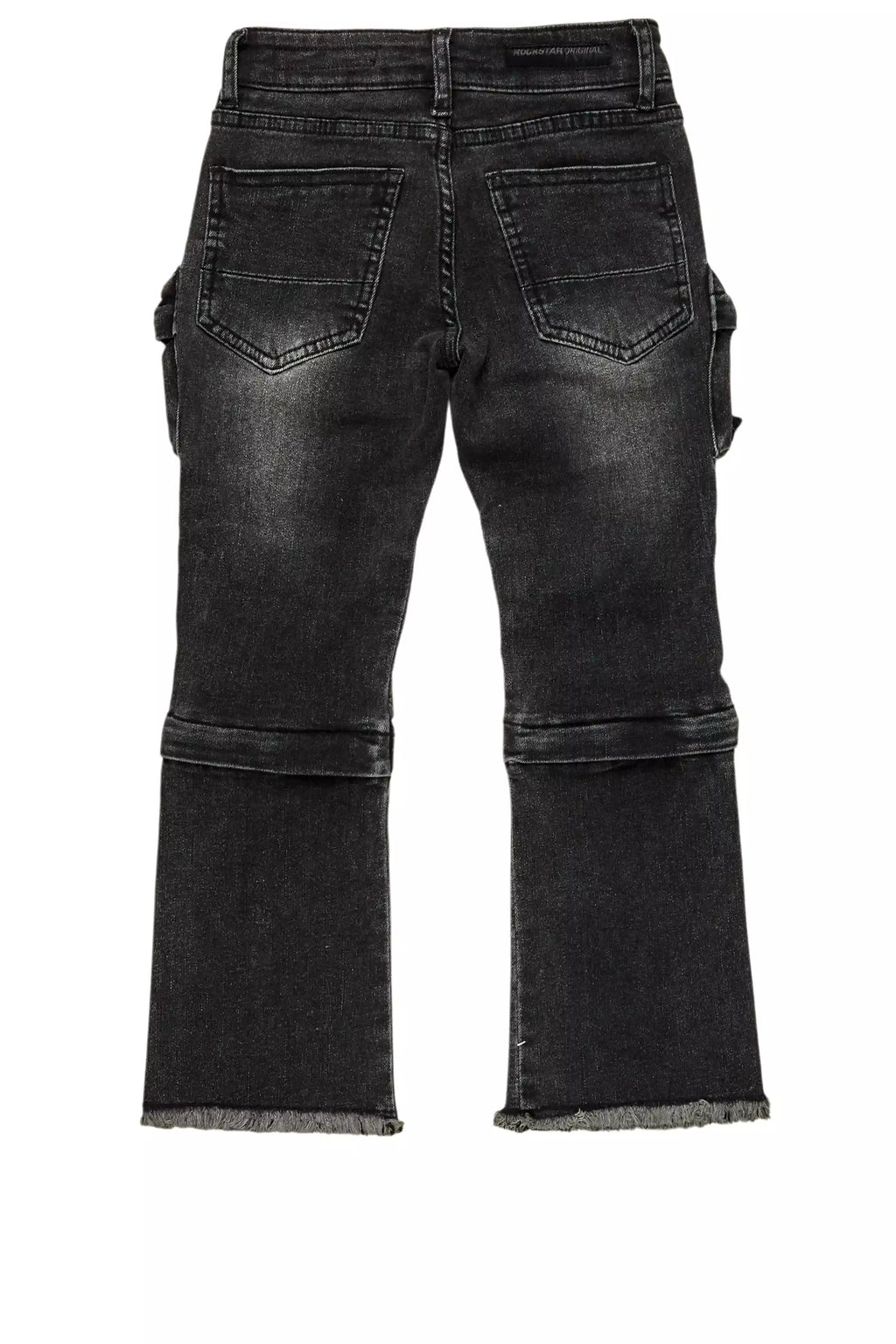 Boys Jan Black Stacked Flare Cargo Jean