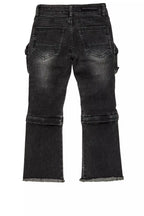 Boys Jan Black Stacked Flare Cargo Jean