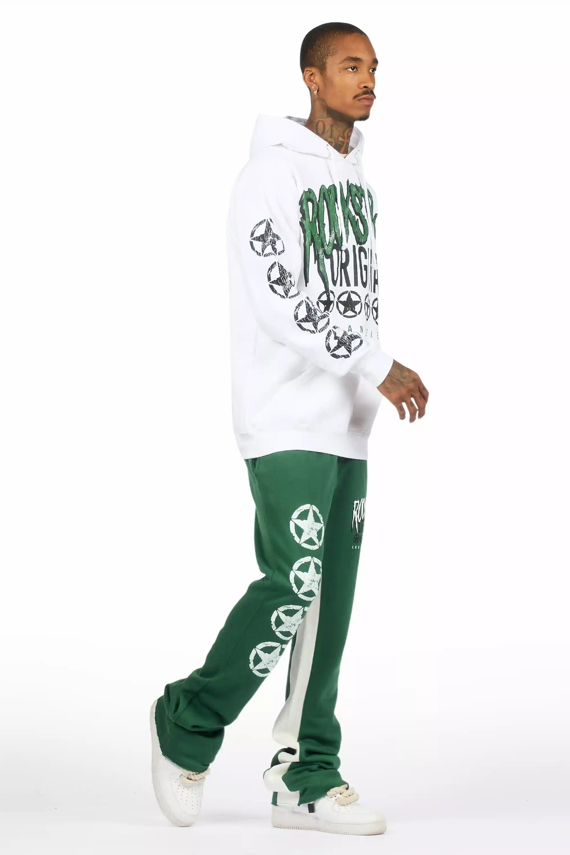 Wizzurd White/Green Hoodie Stacked Track Set