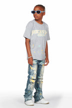 Boys Nadir Grey T-Shirt/Stacked Flare Jean Set