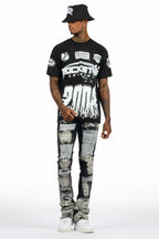 Amos Black T-Shirt/Stacked Flare Jean Bundle
