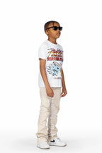 Boys Collette Beige Super Stacked Flare Jean