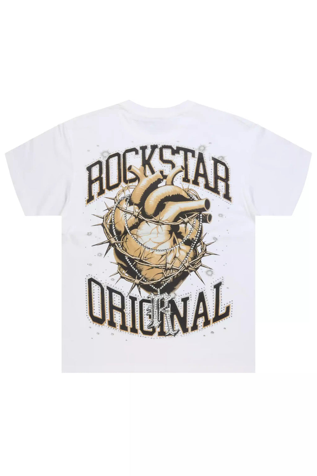 Krock White Graphic Rhinestone T-Shirt