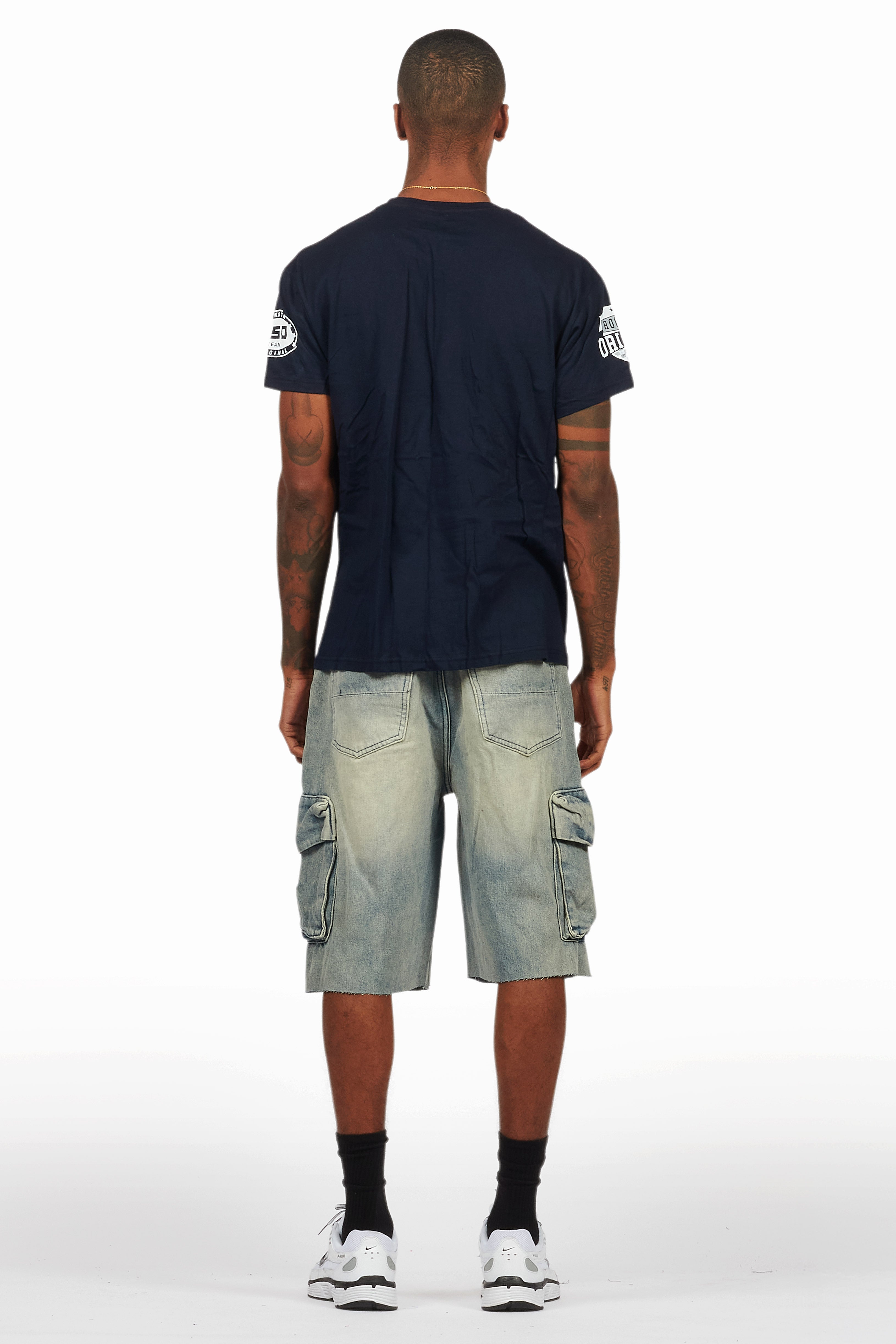Amos Navy T-Shirt/Denim Short Set