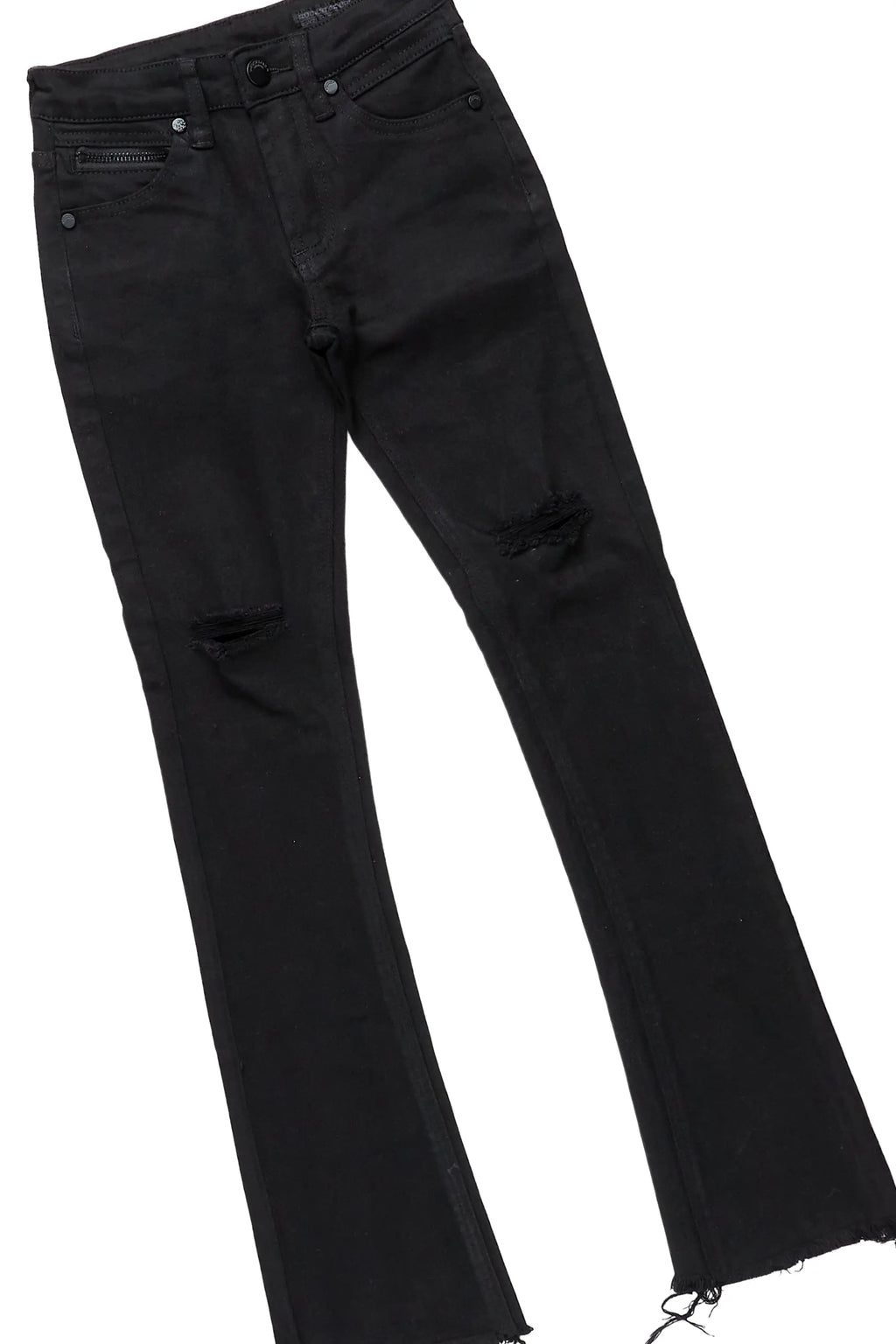 Girls Elmina Black T-Shirt Super Stacked Flare Jean Set