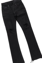 Girls Elmina Black T-Shirt Super Stacked Flare Jean Set