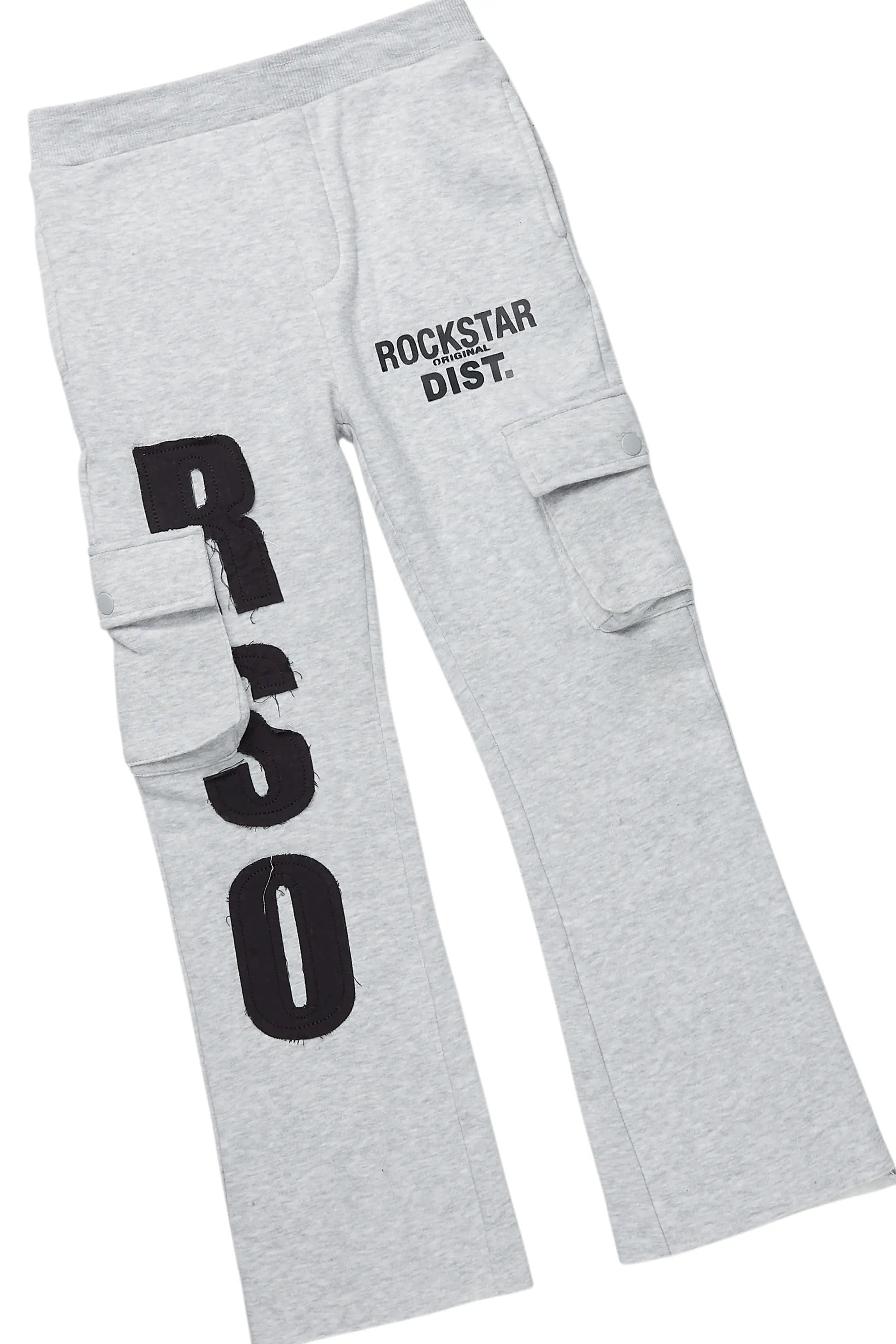 Boys Smitty Grey/Black T-Shirt/Stacked Flare Pant Set