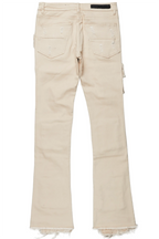 Orien Beige Painter Stacked Flare Jean