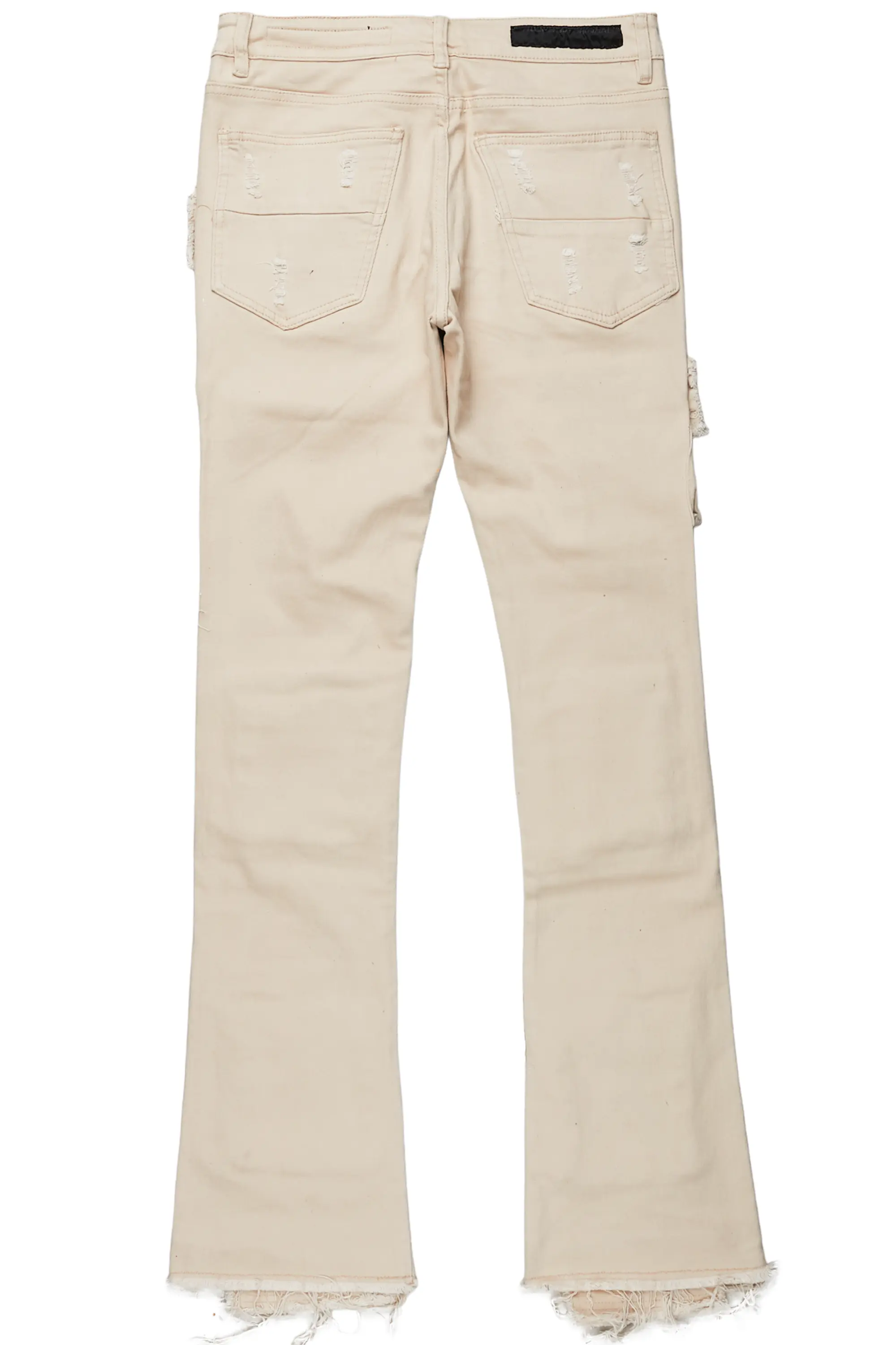 Orien Beige Painter Stacked Flare Jean