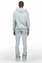 Edel Grey/White Hoodie/Stacked Flare Pant Set