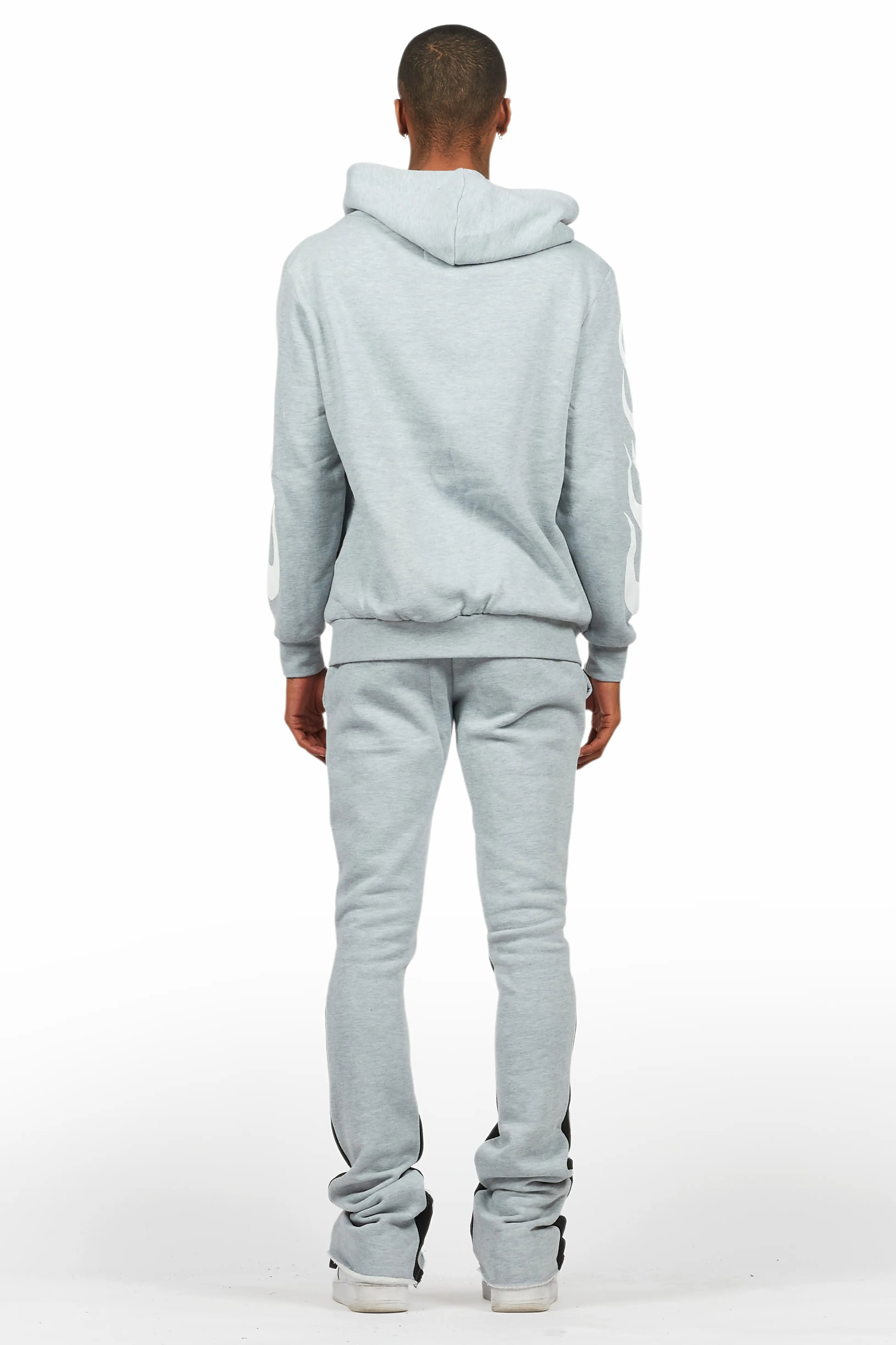 Edel Grey/White Hoodie/Stacked Flare Pant Set