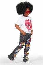 Girls Esma Black Stacked Flare Jean