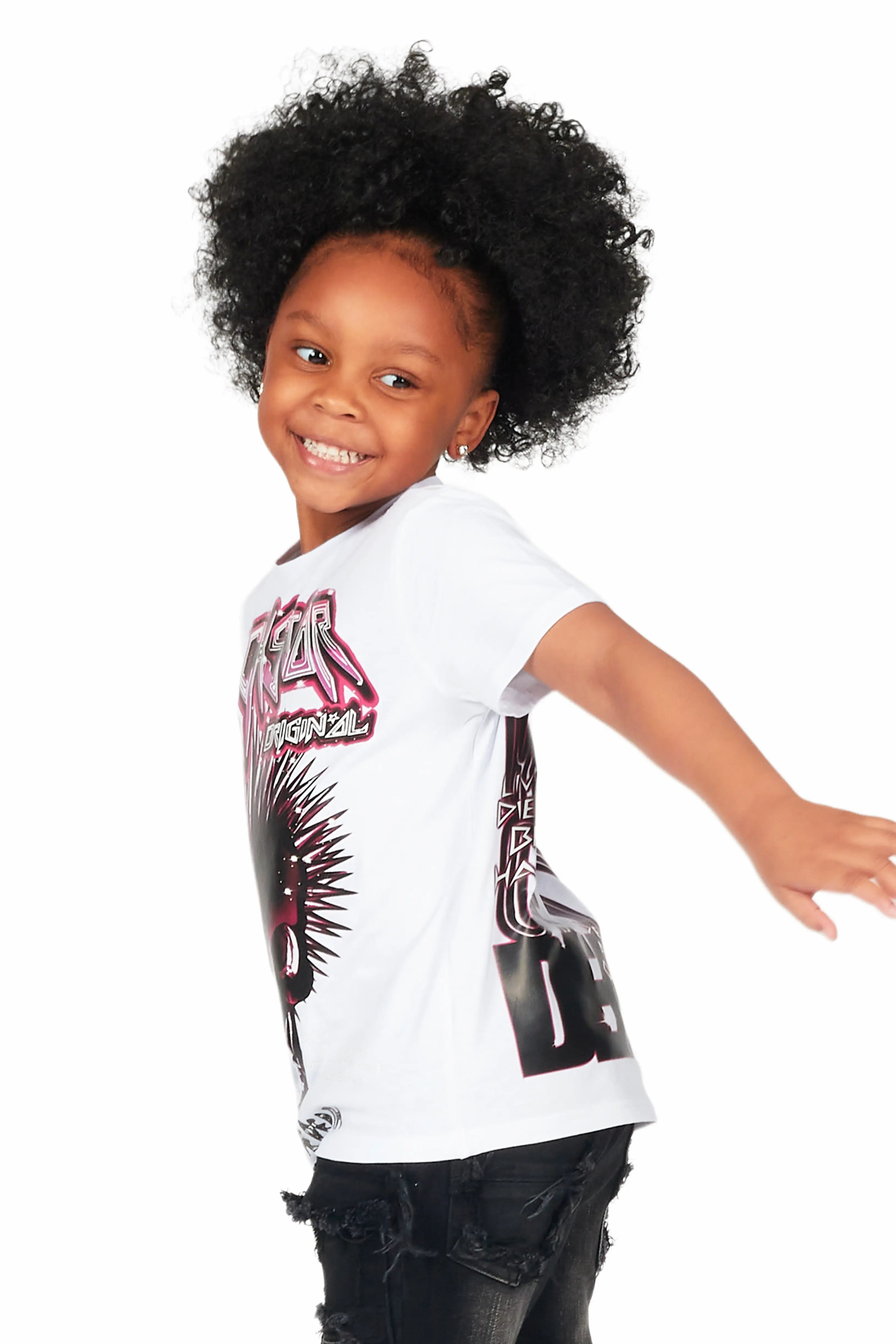 Girls Bastina White Graphic T-Shirt