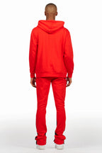 States Red Hoodie Stacked Flare Track Set