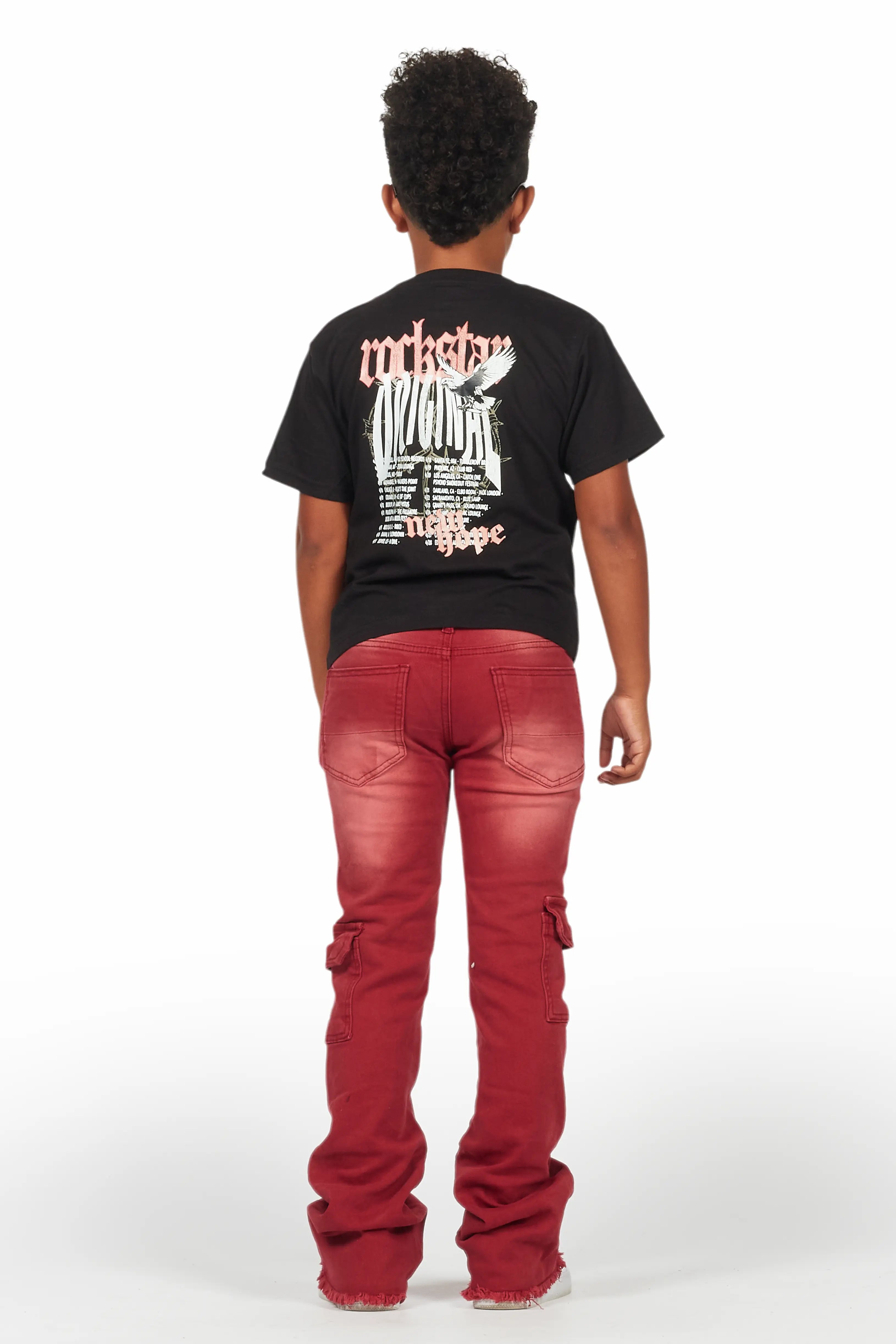 Boys Kade Red Stacked Flare Jean
