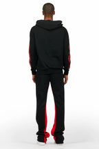 Amos Black/Red Hoodie/Baggy Track Pant Set