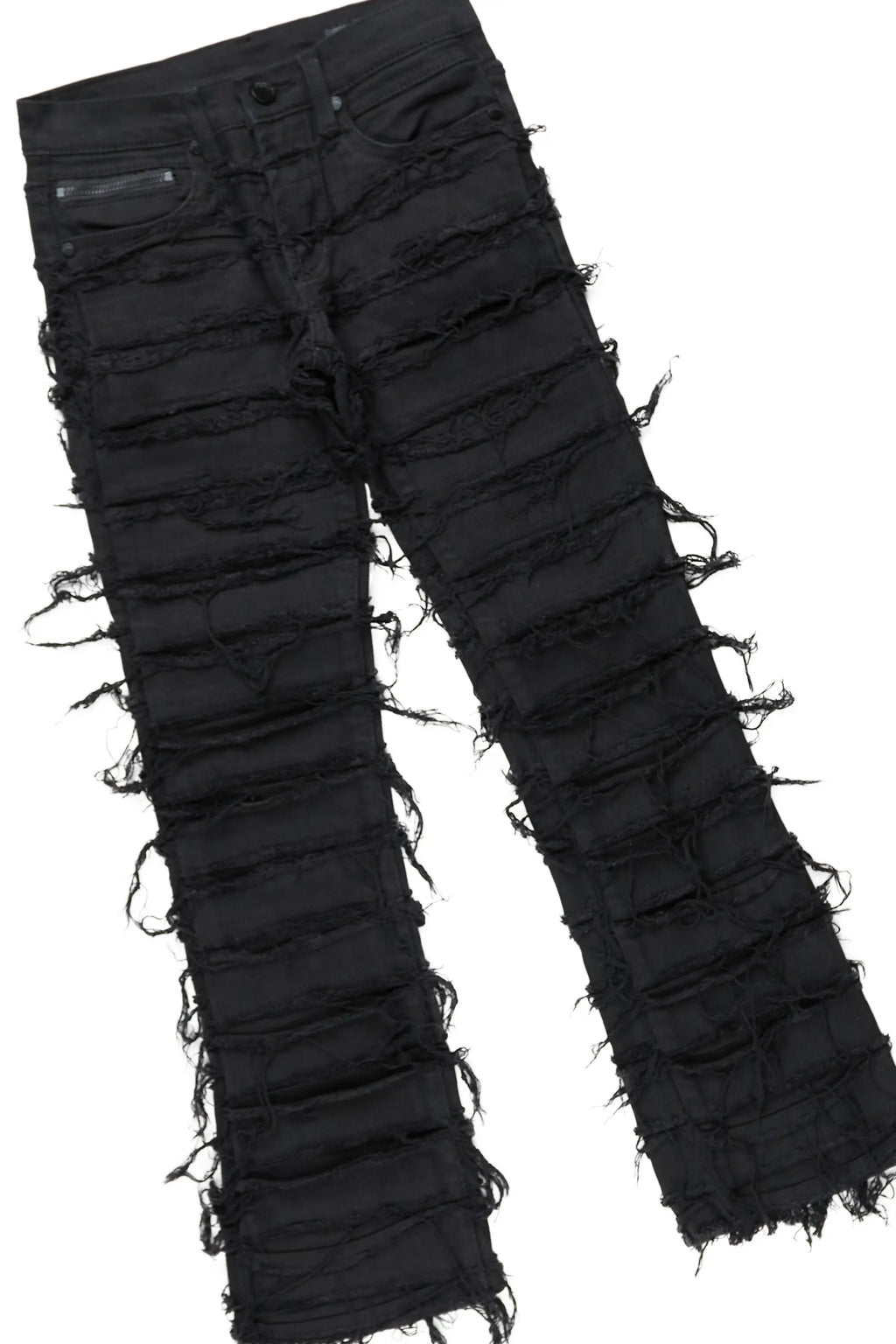 Girls Miah White/Black T-Shirt/Stacked Flare Jean Set