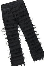 Girls Miah White/Black T-Shirt/Stacked Flare Jean Set