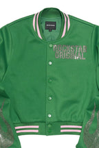 Beunca Green Rhinestone Varsity Jacket