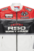 Balint Red/White Leather Moto Jacket